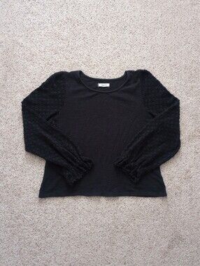 Madewell Black Eyelit Puff Sleeves Medium